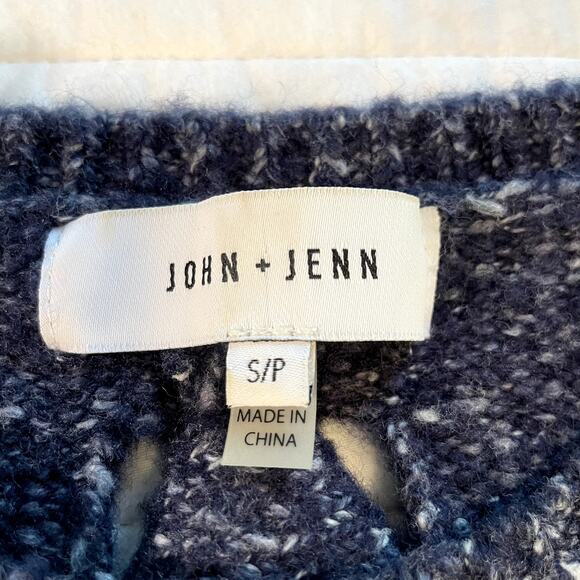 John + Jenn Women's Navy Lace Up Back Long Sleeve Sweater, size Small - Picture 4 of 6